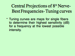 Central Projections of 8th Nerve-  Best Frequencies- Tuning curves