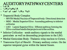 AUDITORY PATHWAY CENTERS 