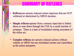 SUMMARY OF REFLEXES