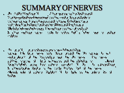 SUMMARY OF NERVES